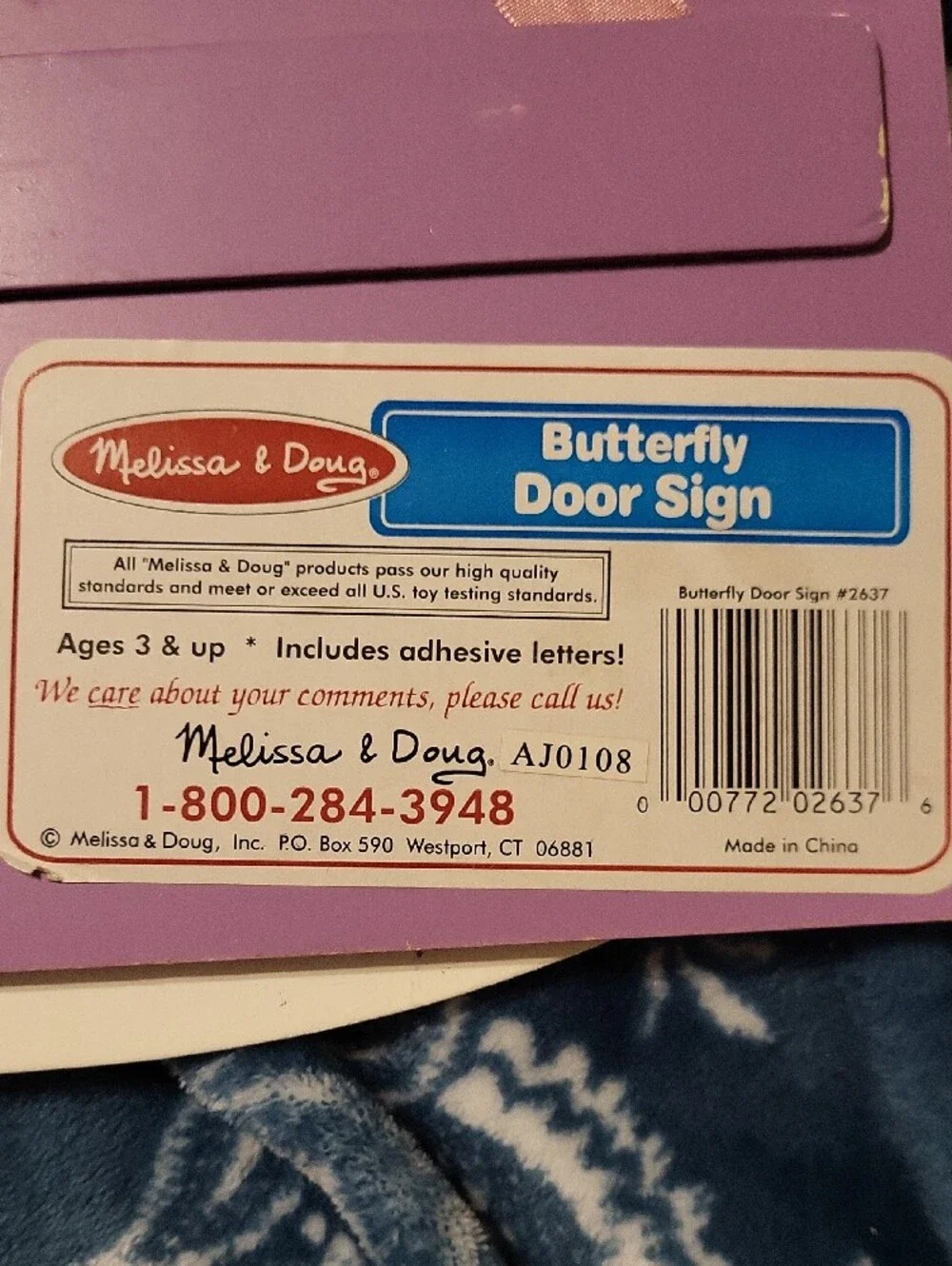 Melissa & Doug Pink & Purple Girls Room Oval Wall Sign